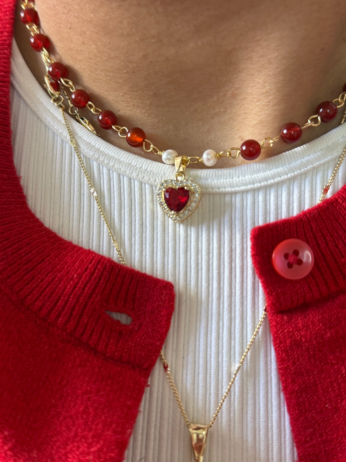 Amorcito corazón carnelian necklace