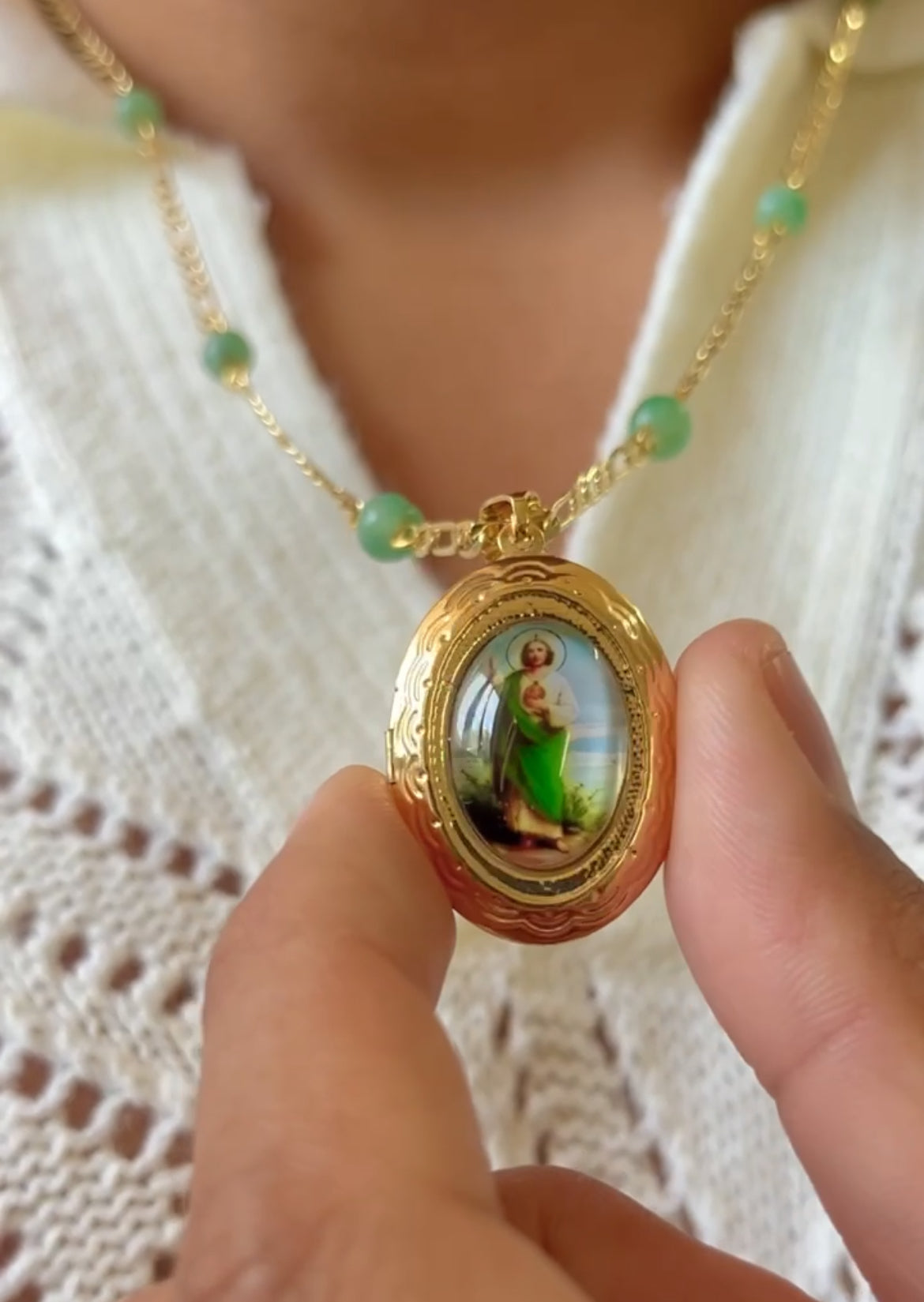 Vintage style Guadalupe & Judas locket
