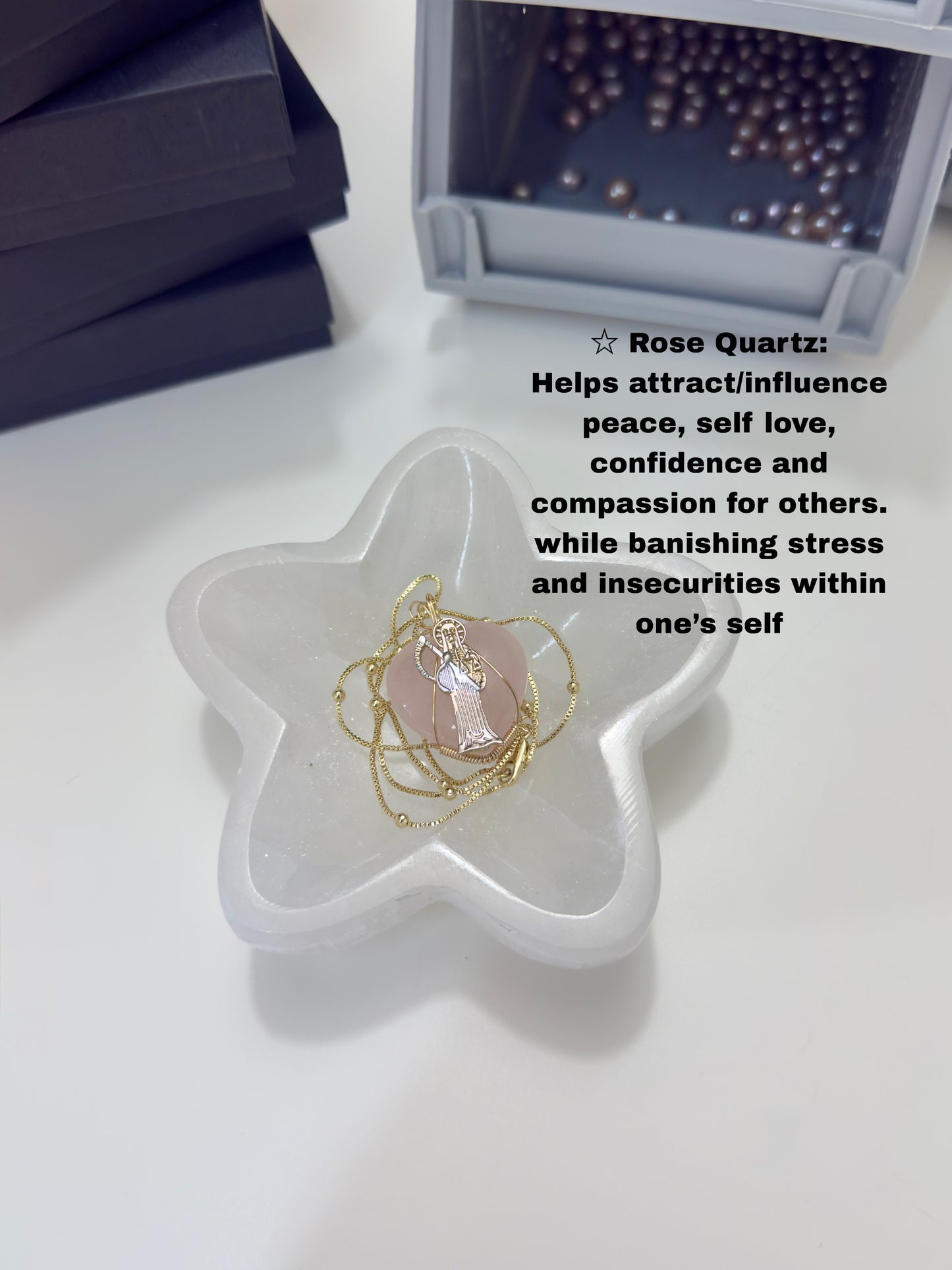 Santa Muerte Rose Quartz necklace