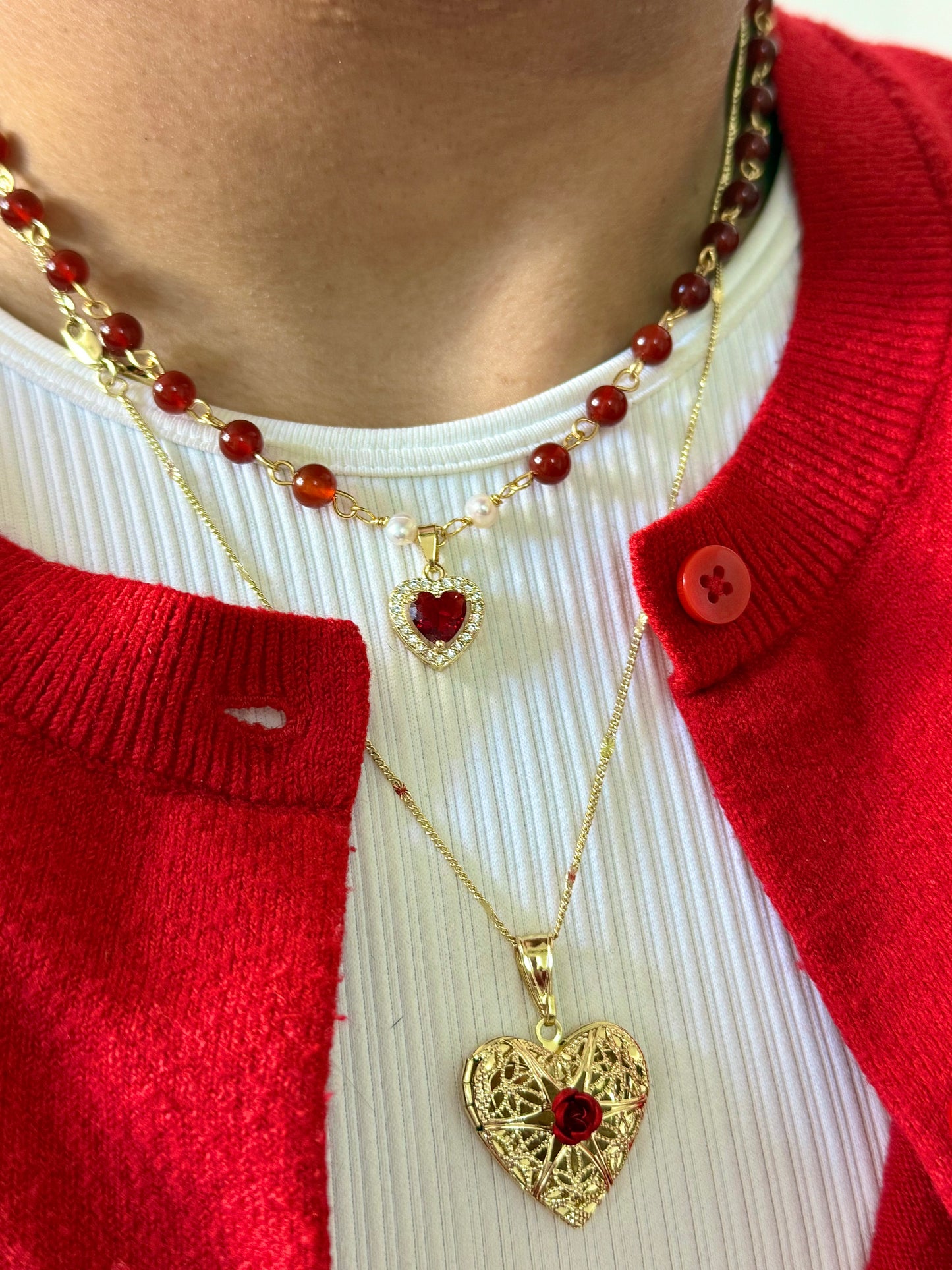 Amorcito corazón carnelian necklace