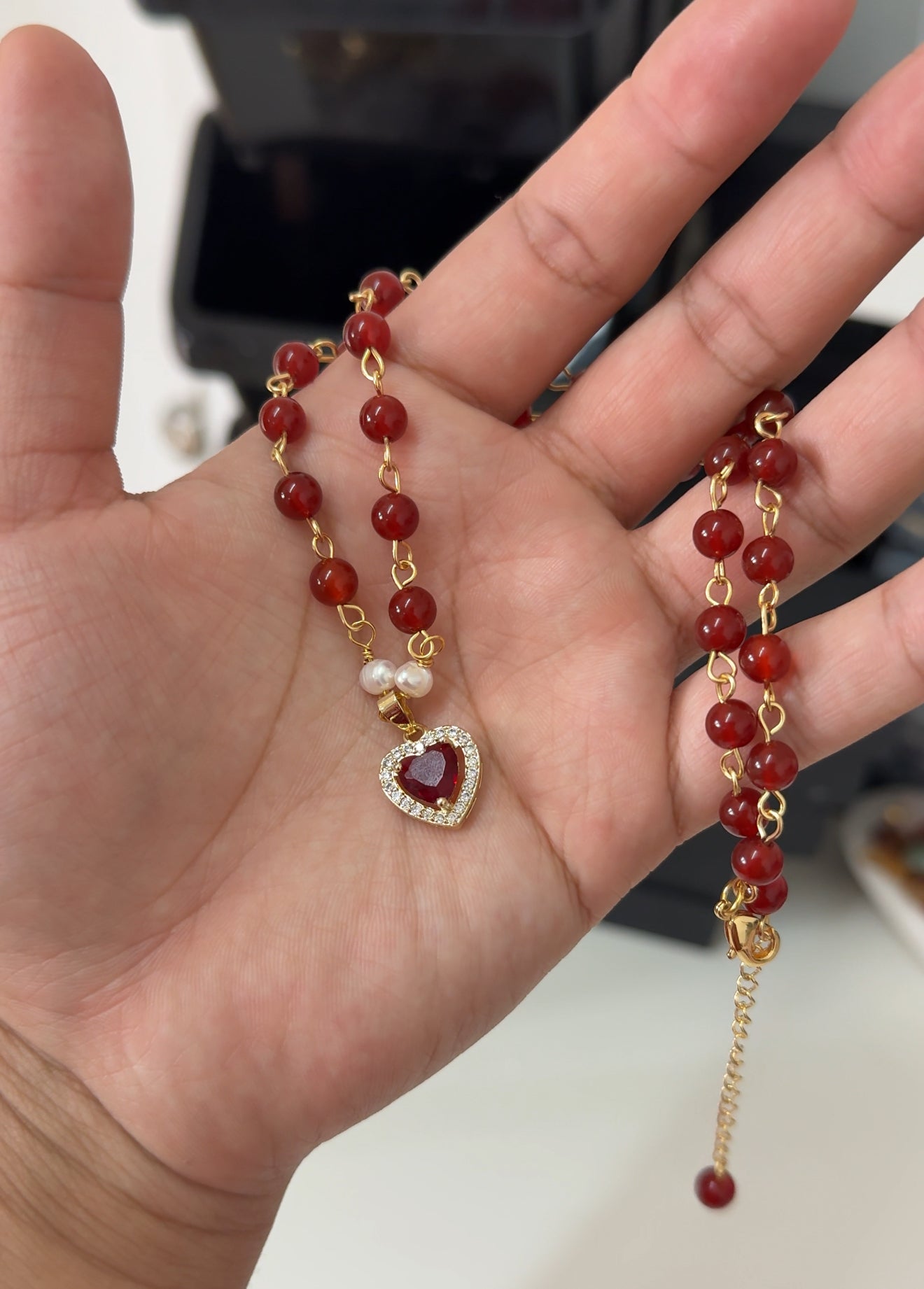 Amorcito corazón carnelian necklace