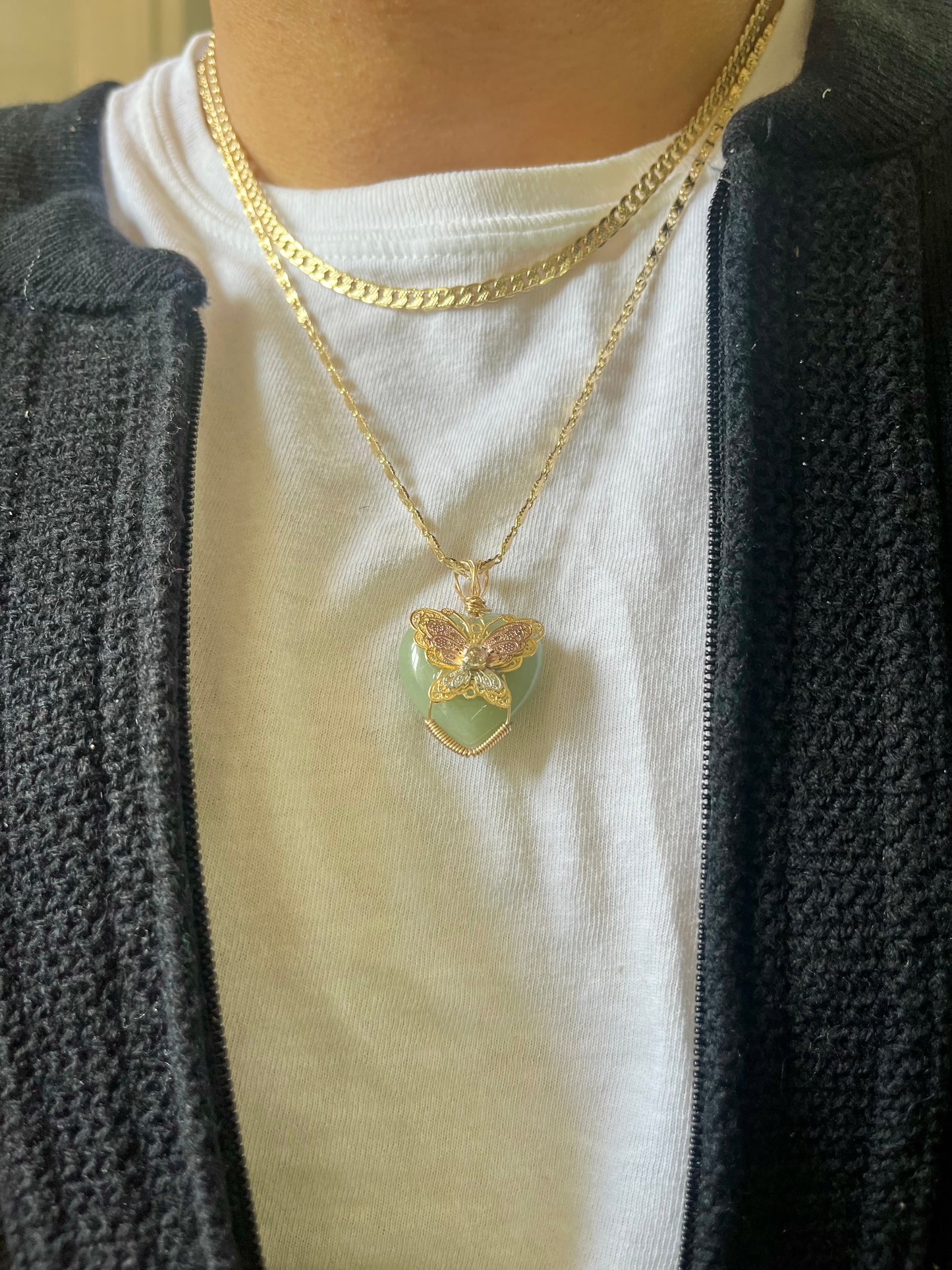Aventurine, Butterfly Necklace