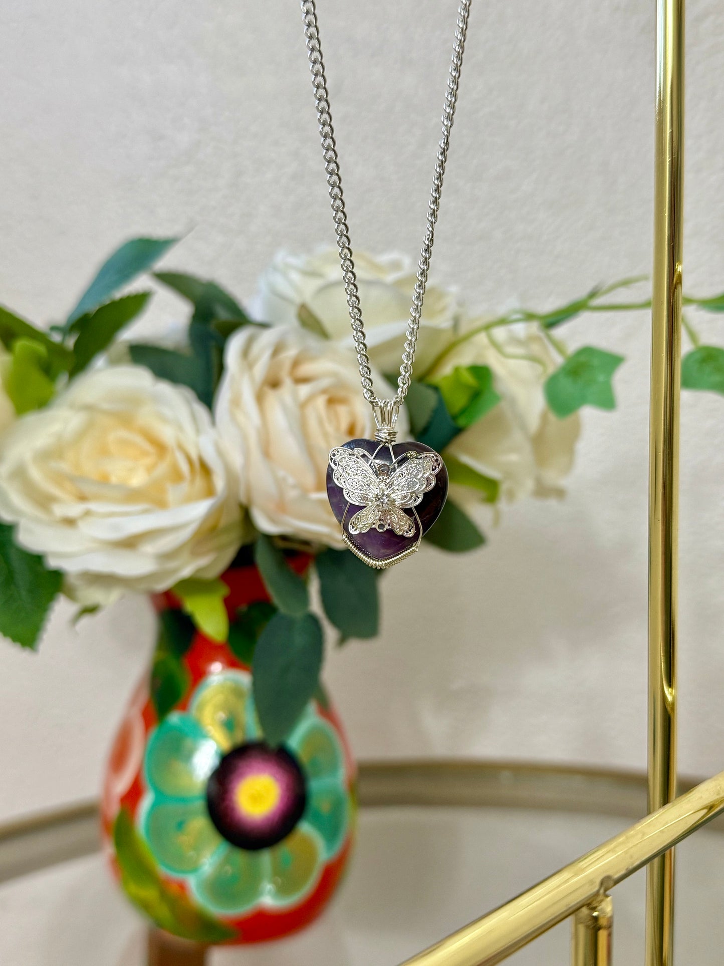 Silver Orquídeas Amethyst necklace