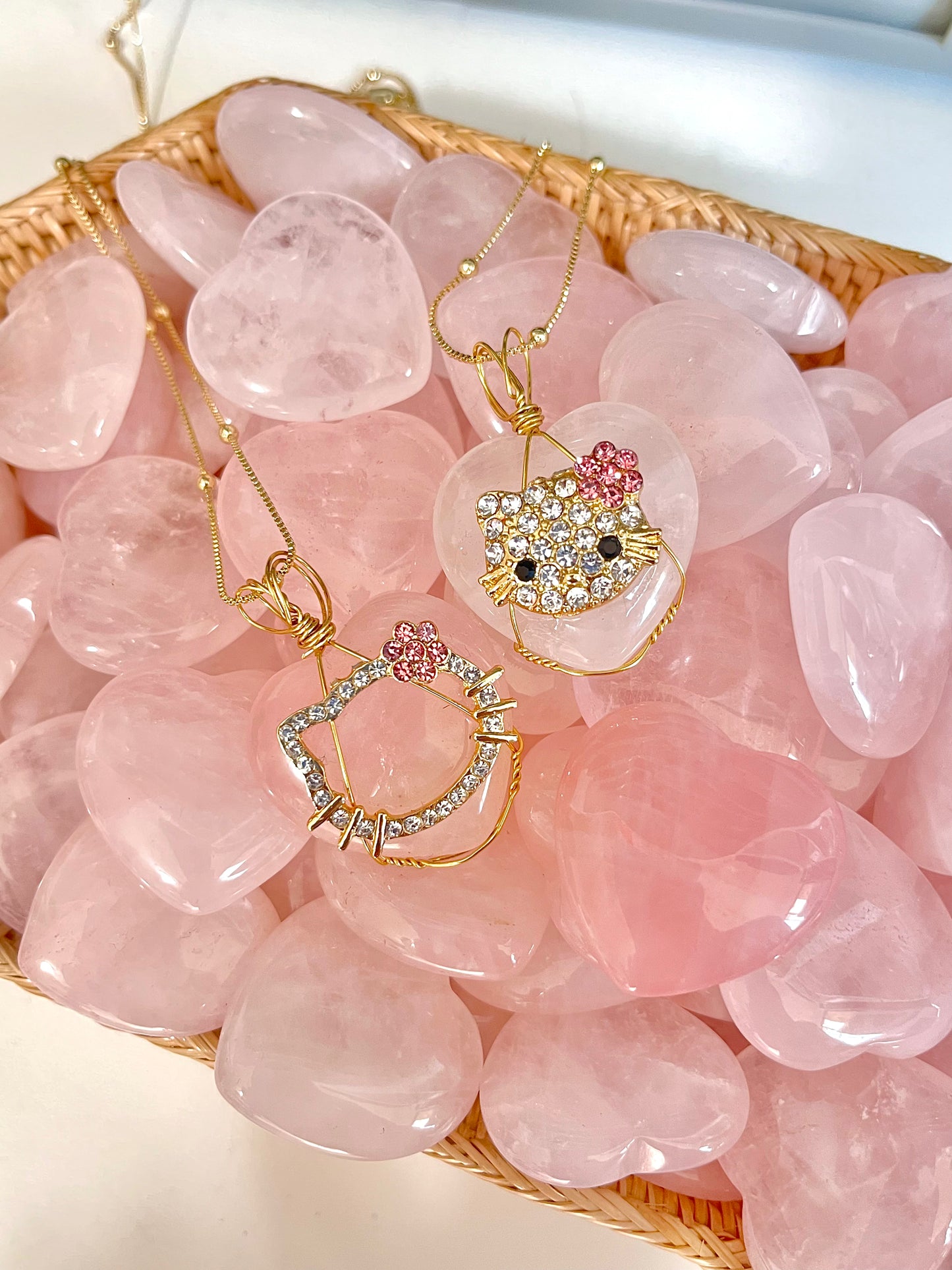 Kitty Aura Rose Quartz Necklace
