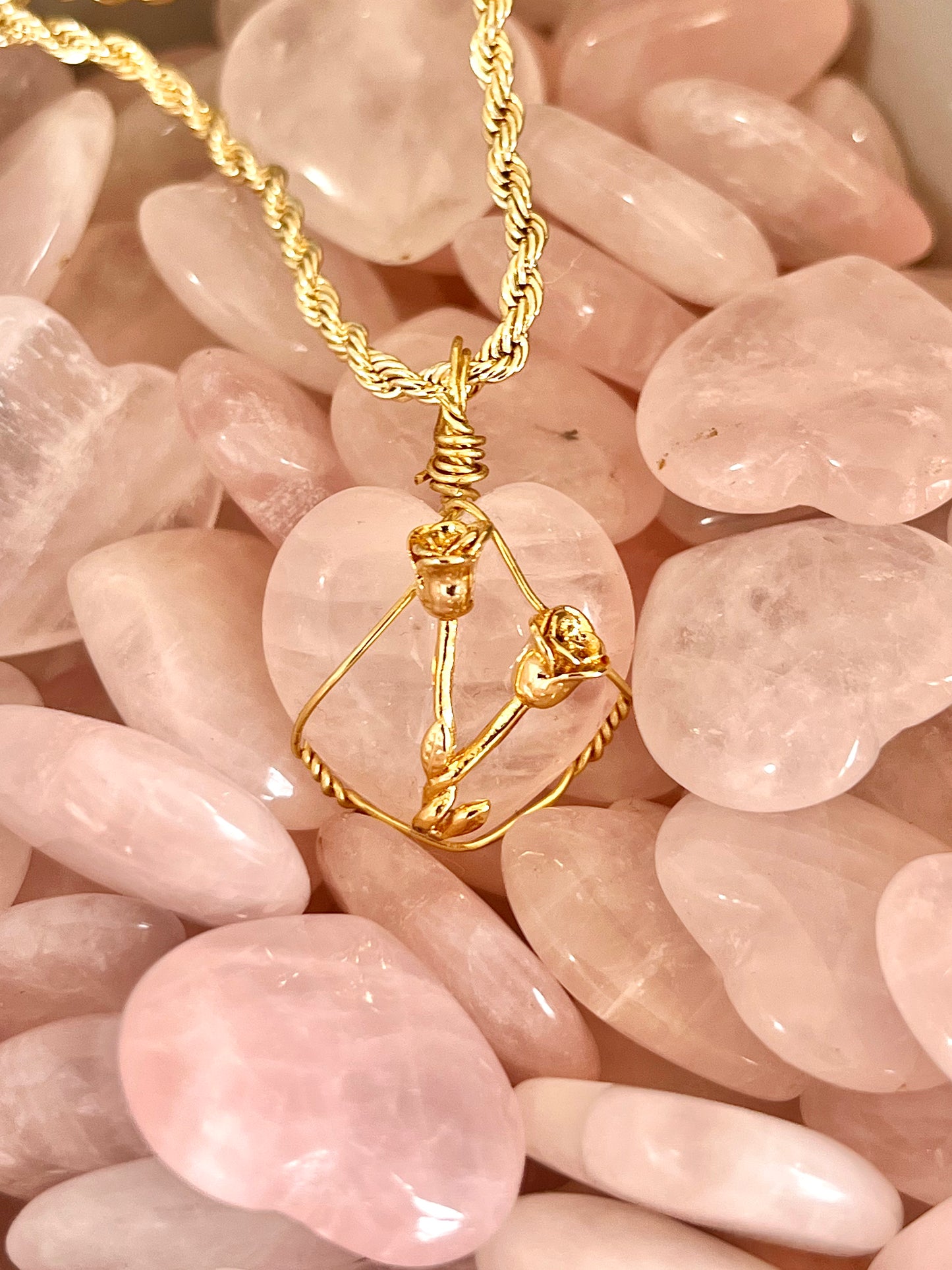 Petals of love Rose Quartz necklace