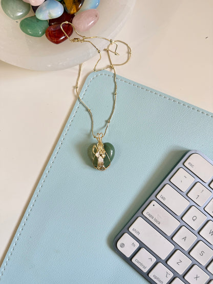 Santa Muerte, crystal/ Quartz necklace