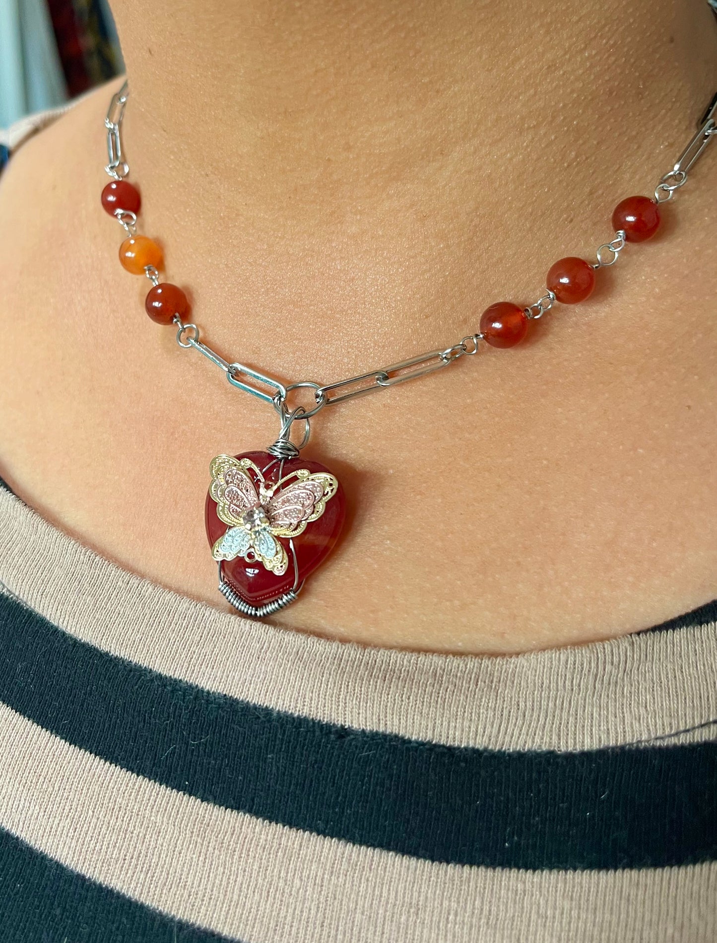 Moral Conscience Carnelian necklace (SILVER)