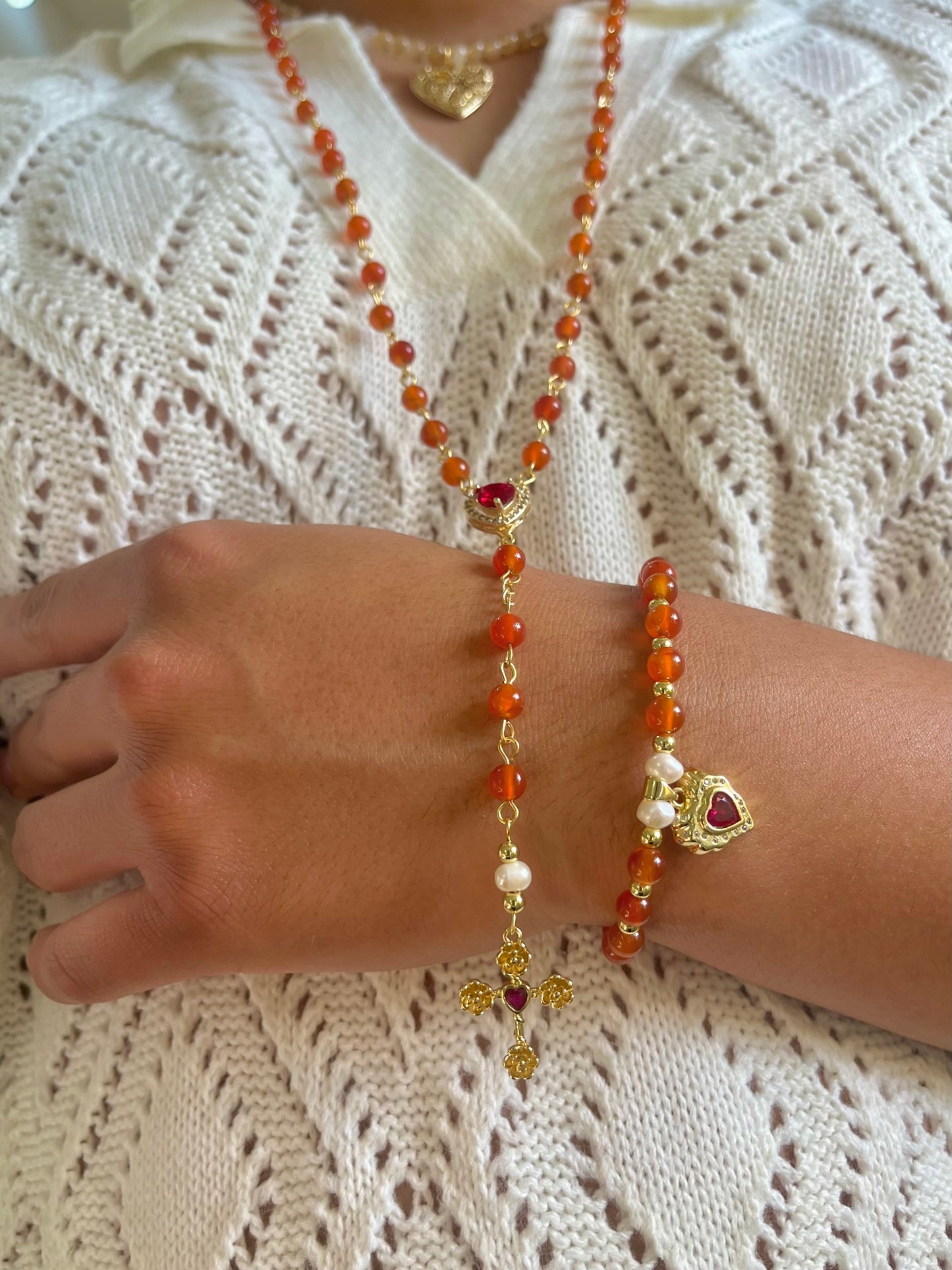 Ruby, Carnelian beaded bracelet