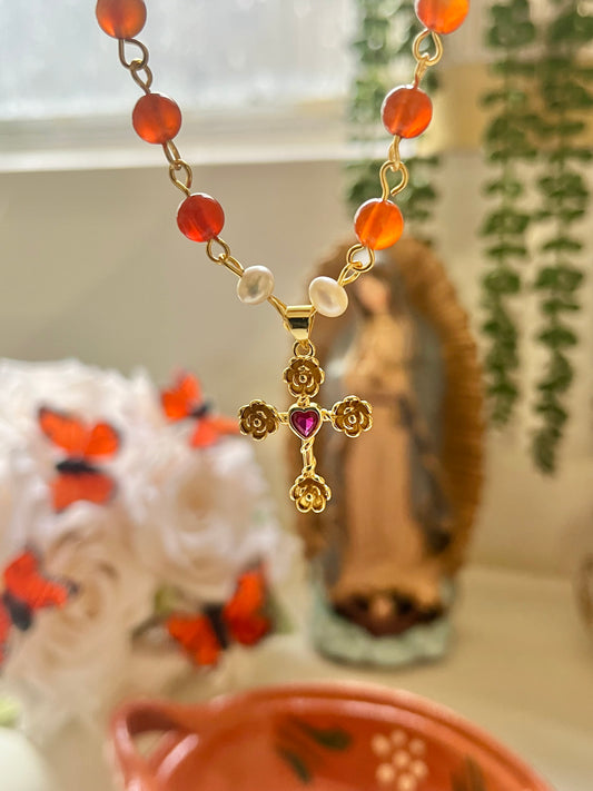 Sagrado Cross, Carnelian necklace