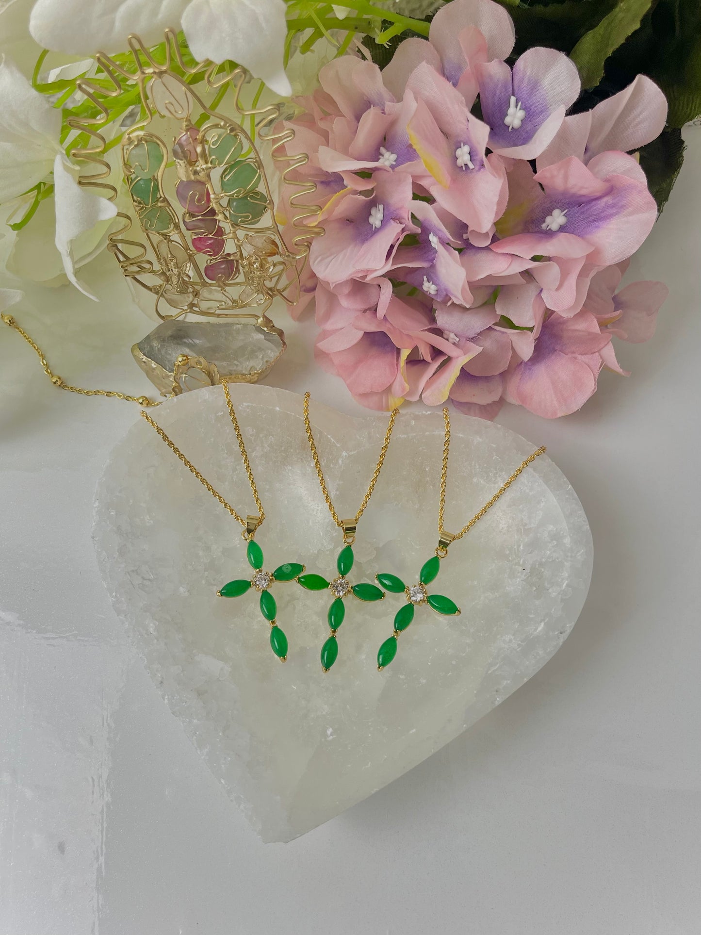 Lucky Jade cross necklace