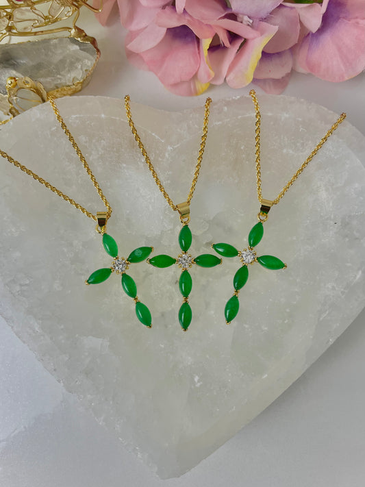 Lucky Jade cross necklace