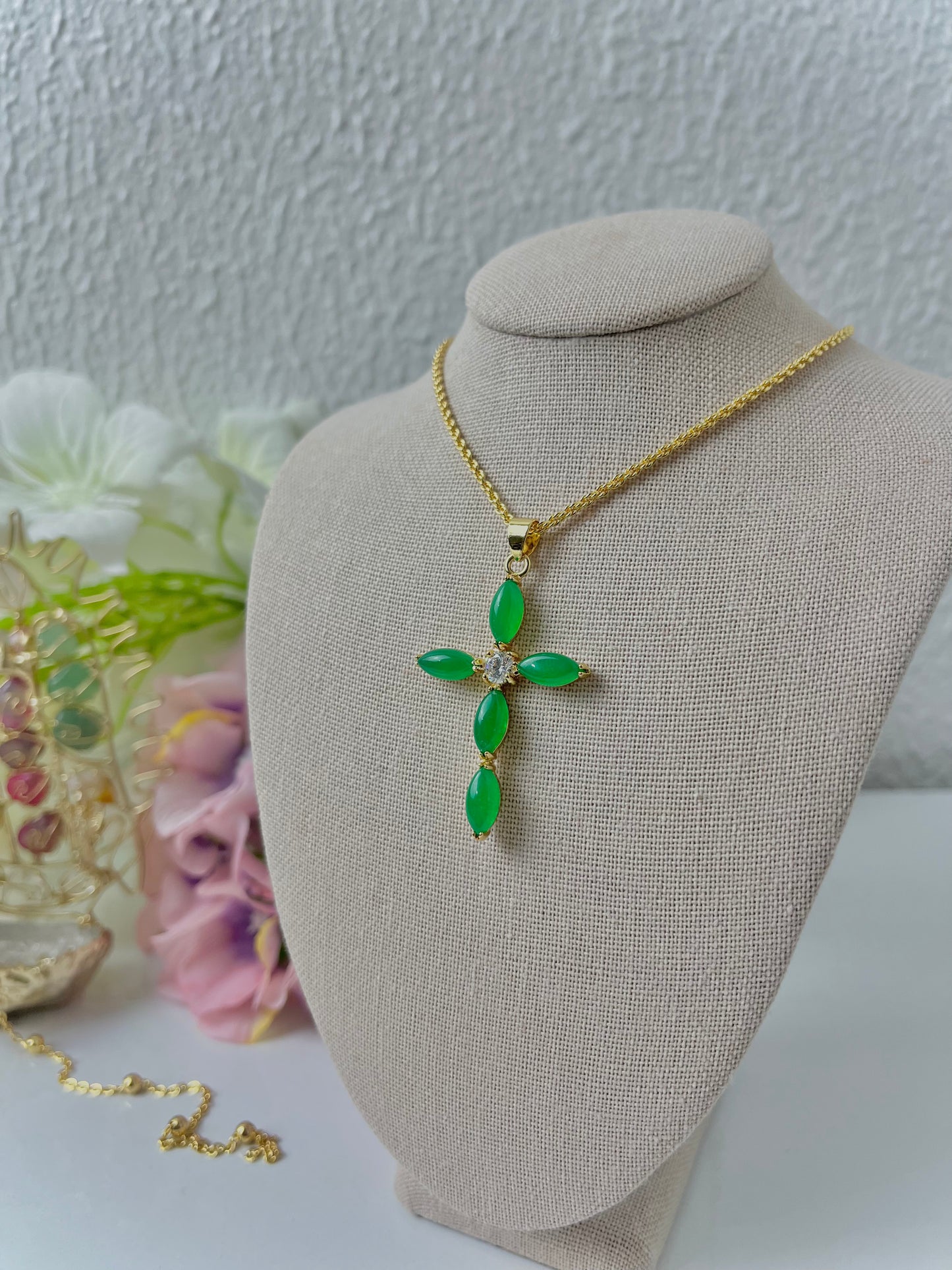 Lucky Jade cross necklace