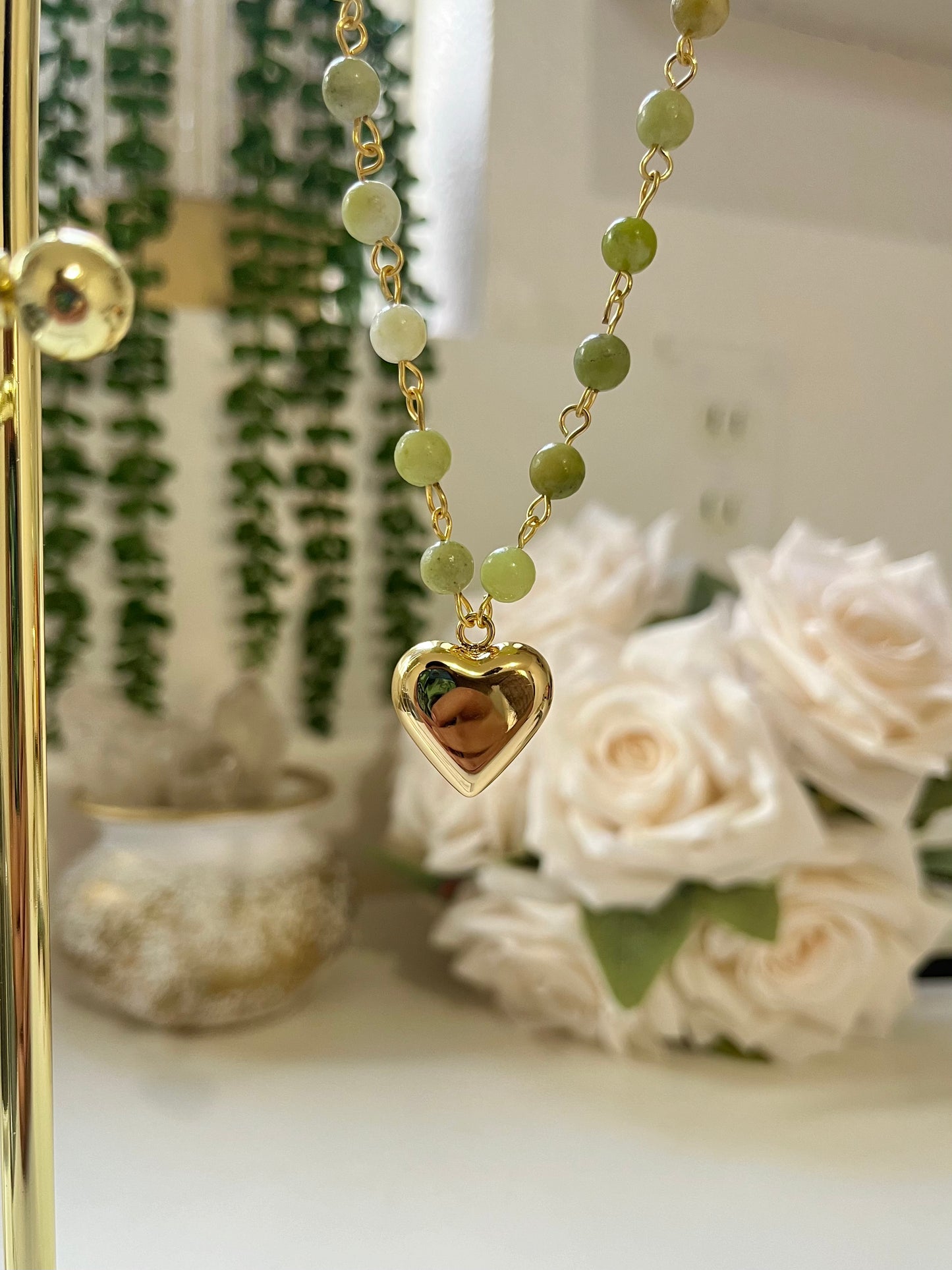 Suerte, Gold Jade Necklace