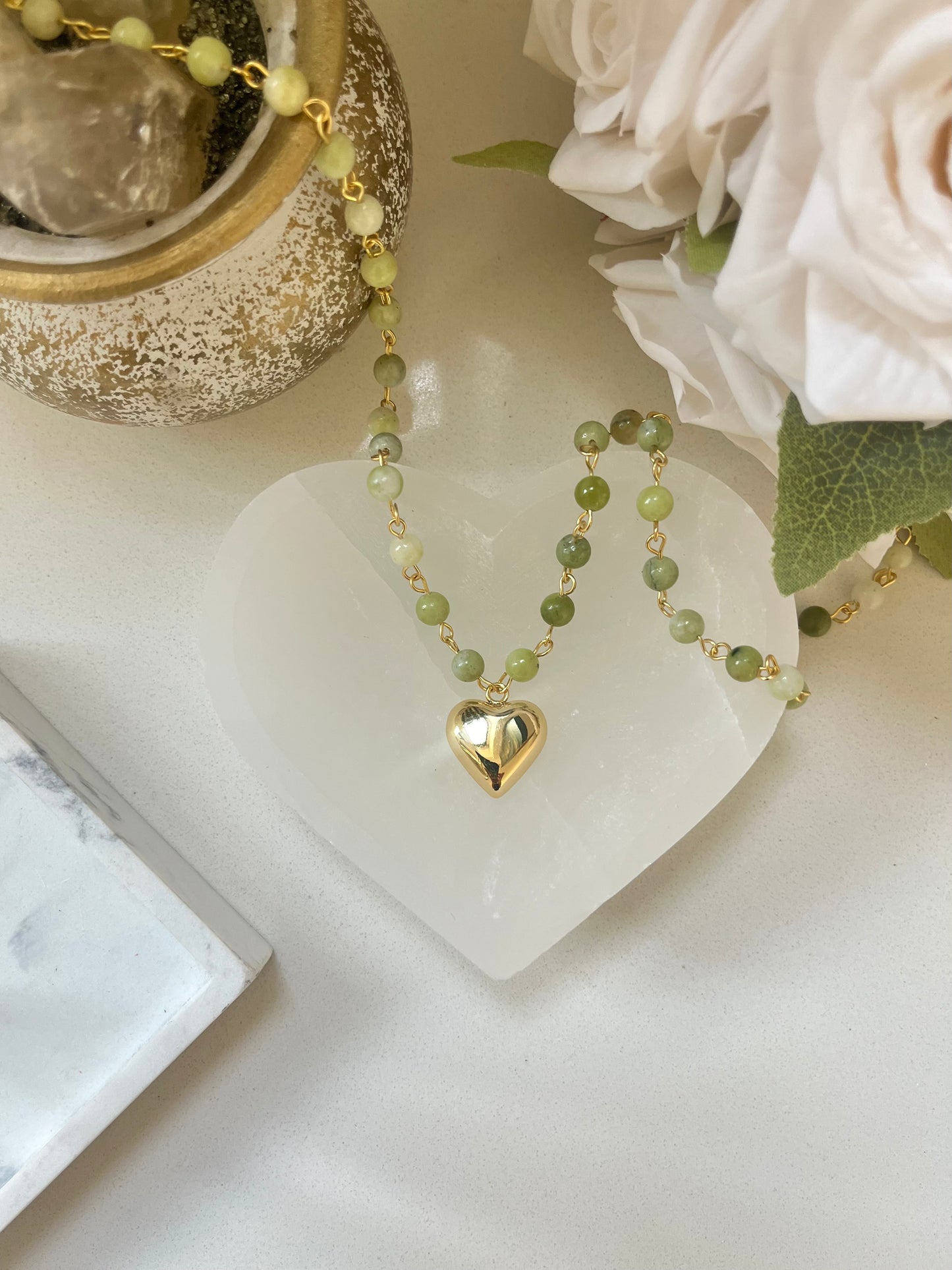 Suerte, Gold Jade Necklace