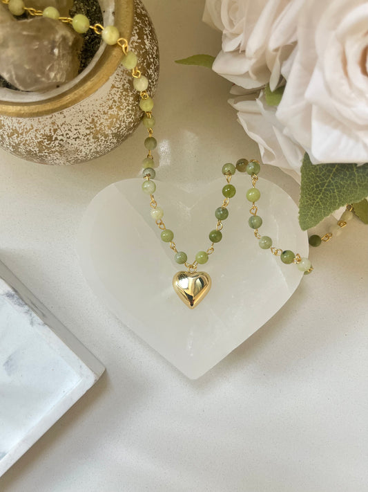 Suerte, Gold Jade Necklace