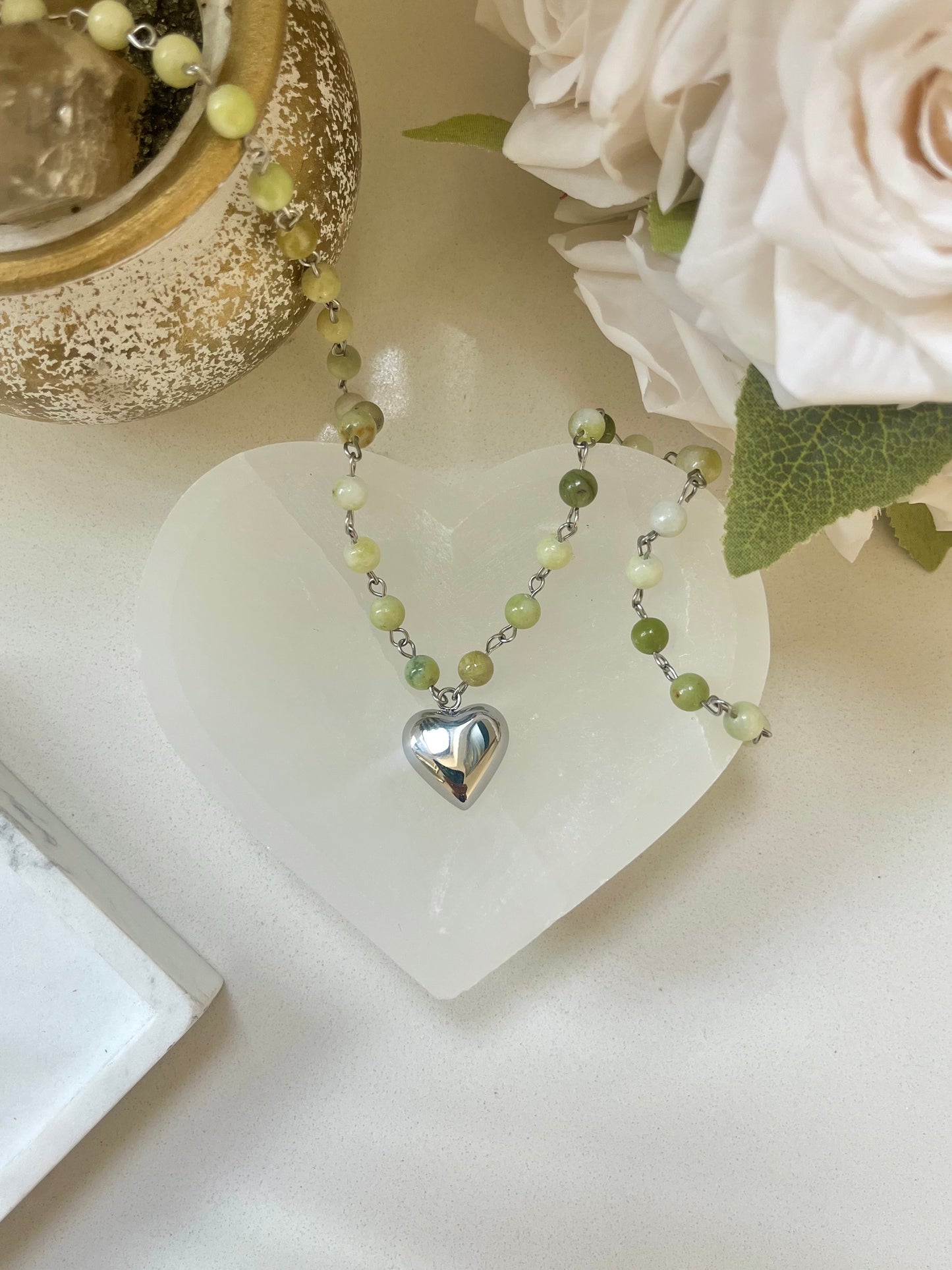 Suerte, Silver Jade Necklace