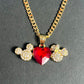Lovers heart mouse necklace
