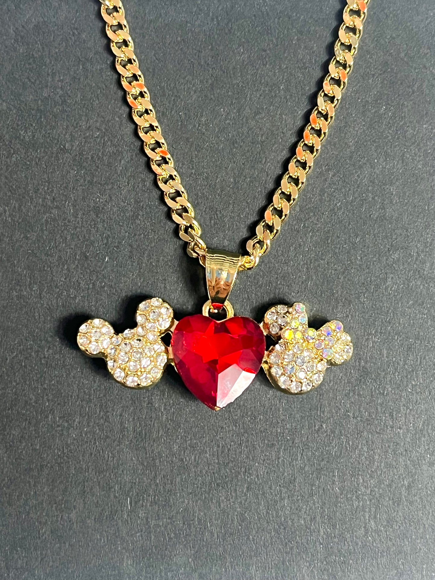 Lovers heart mouse necklace