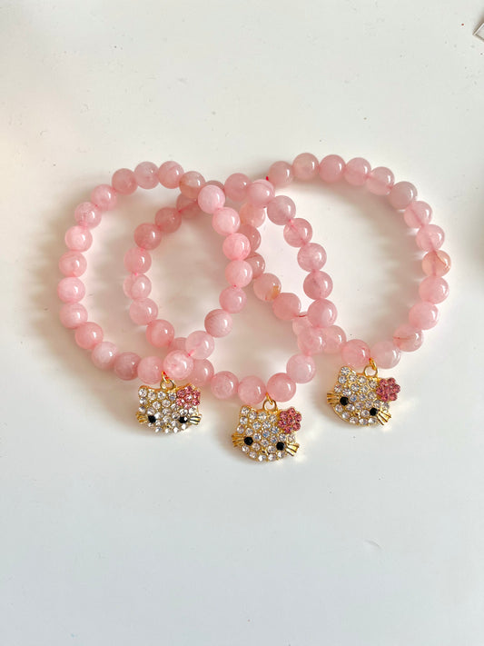 Kitty Aura Rose Quartz stretchy bracelet