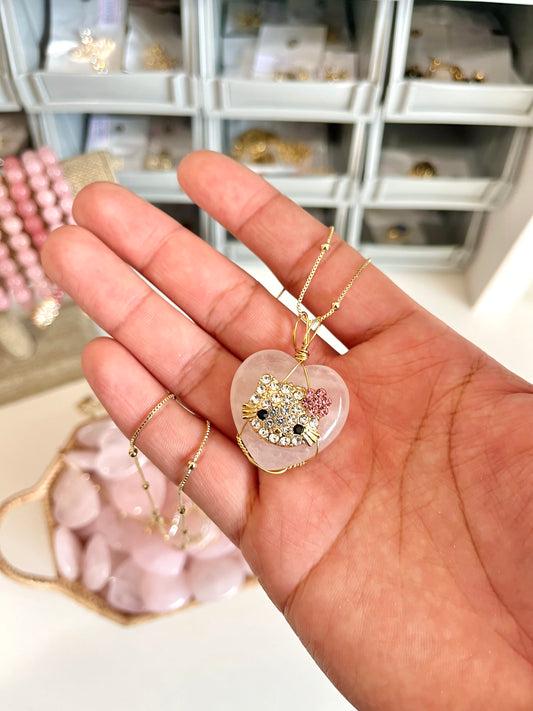 Kitty Aura Rose Quartz Necklace